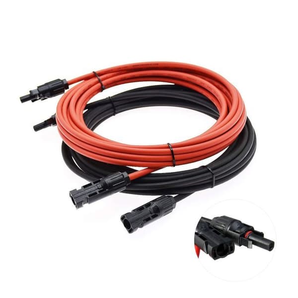 MC4 Han/Hun Solcelleforlængerkabel AWG12 (4 mm²) 2x5m - Rød/Sort, IP67, ≤100W
