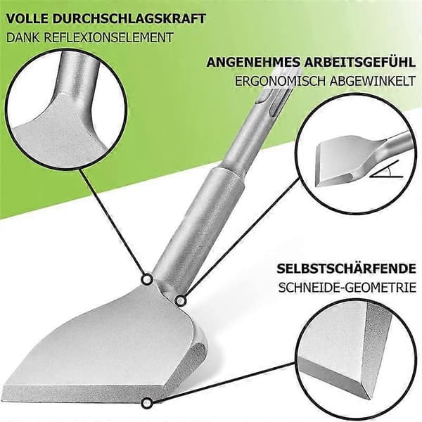 Flis Meisel SDS Plus Meisel - 165X75mm Bred for Hammer, Flat Meisel Vinklet, 42CrMo Spesialstål, Skarp As Shown