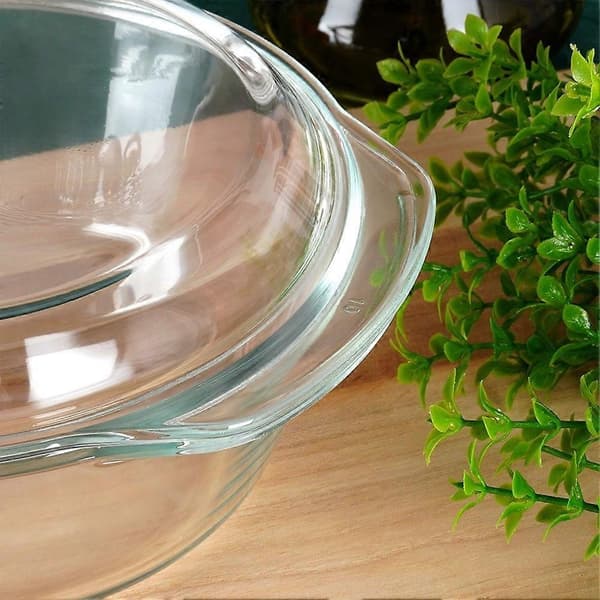 Round borosilicate glass oven dish with lid, dishwasher safe