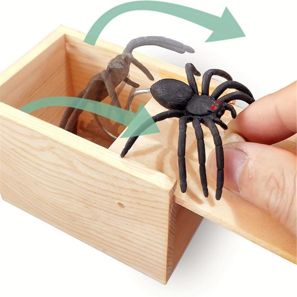 Spider Prank Box Rolig trälåda Leksaker Prank, lustiga julpengar presentask Överraskning leksakspresenter Praktiskt skämt