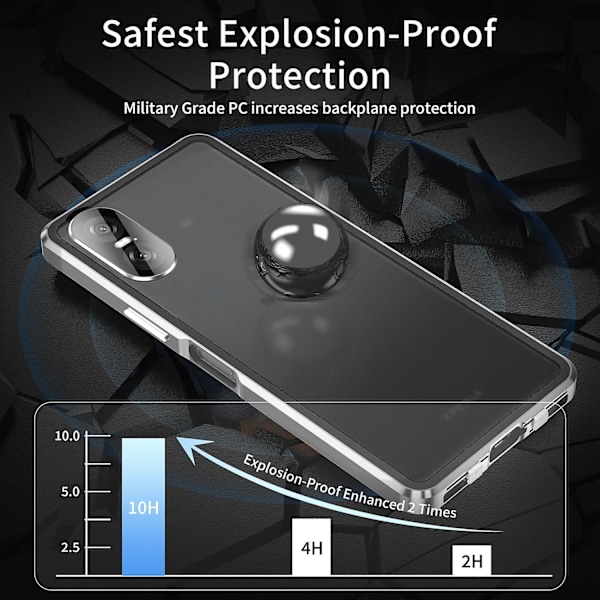 For Sony Xperia 10 VI Herdet Glass Deksel Metallramme Klar PC Bakside Magnetisk Telefondeksel - Svart Multicolor Silver