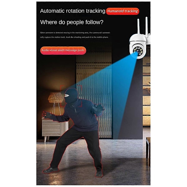 5G WiFi 360 Övervakningskameror Spårning Fullfärg Mörkerseende Säkerhetsskydd Rörelse Utomhus White