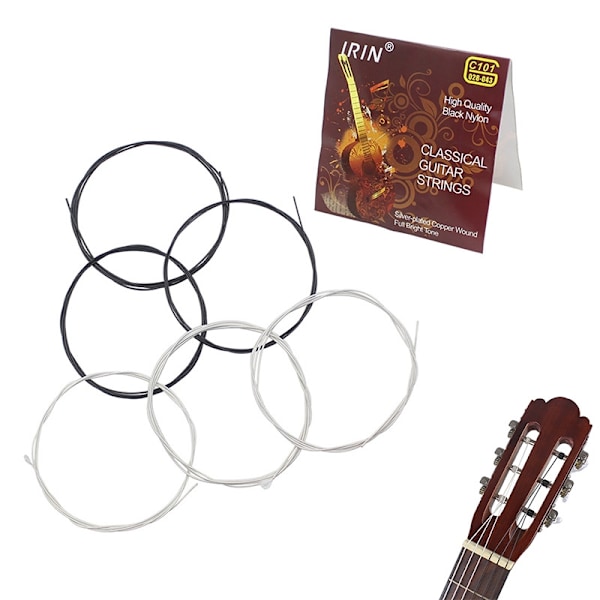 Gitarstrenger 6 sett NYLON Klassisk gitarstrengsett Sett - Perfekt Silver
