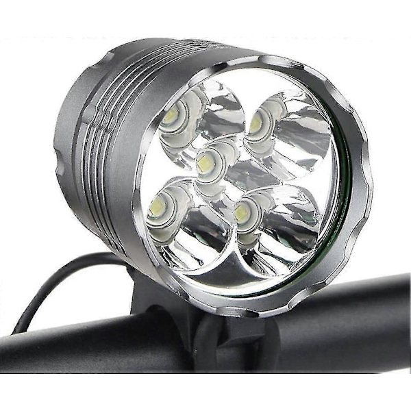 Ladattavat pyöränvalot - 6000 lumenin vedenpitävä etuvalo, 5 LED polkupyöränvalo akulla, 3 tilaa ajovalolle
