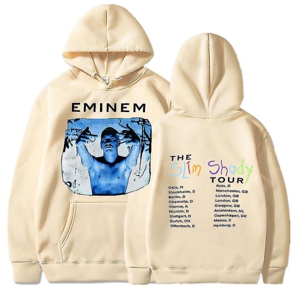 Eminem Anger Management Tour 2002 Hoodie Vintage Harajuku Funny Rick Sweatshirts Långärmade Herr Dam Pullover Mode Khaki16 S