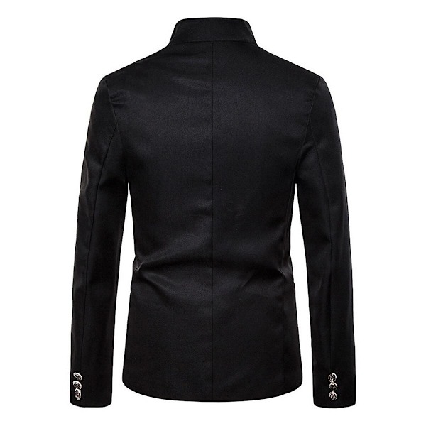 YOUTHUP Herre Formel Habit Dobbeltknappet Ensfarvet Retro Bryllupsscene Kjole Black 4XL