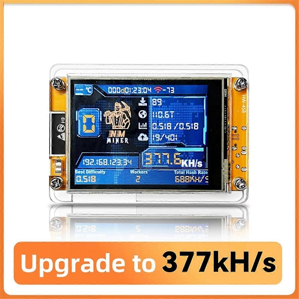 NMMiner NerdMiner V2 Hashrate 377KH/S ESP32 2.8 Tum Smart Display Krypto Solo Lotteri Miner BTC Lo As Shown