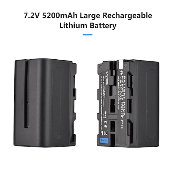 NP-F750/ NP-F770 Kamerabatteri og Ladersett 1 stk. 7.2V 5200mAh Stort Oppladbart Batteri med USB