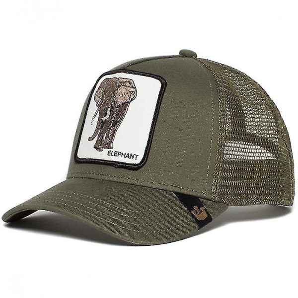 Alennusmyynti Eläin Baseball-Lippis Auringonsuojus Verkko Kirjonta Trucker H Elephant Army green