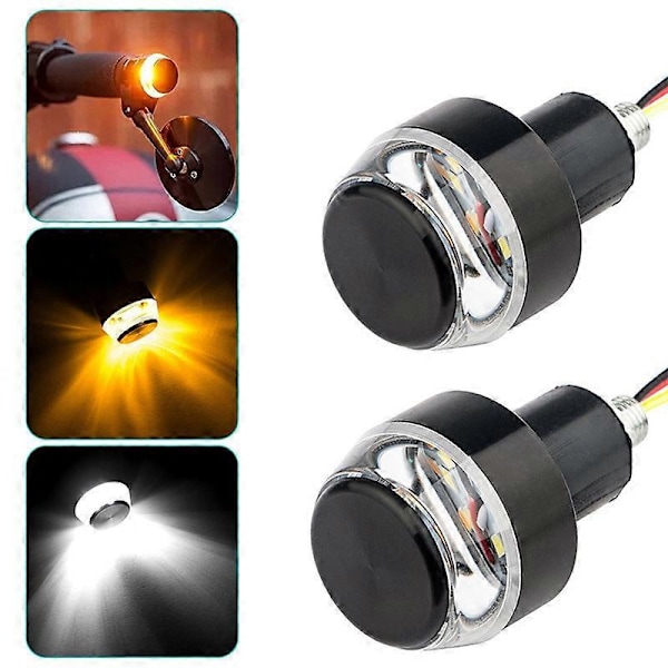 2 stk. 12V CNC Blinklys Motorsykkel LED Styrende Blinker for 22mm Styre Signal Lys Blinkende for Styre 2pcs-White-yellow