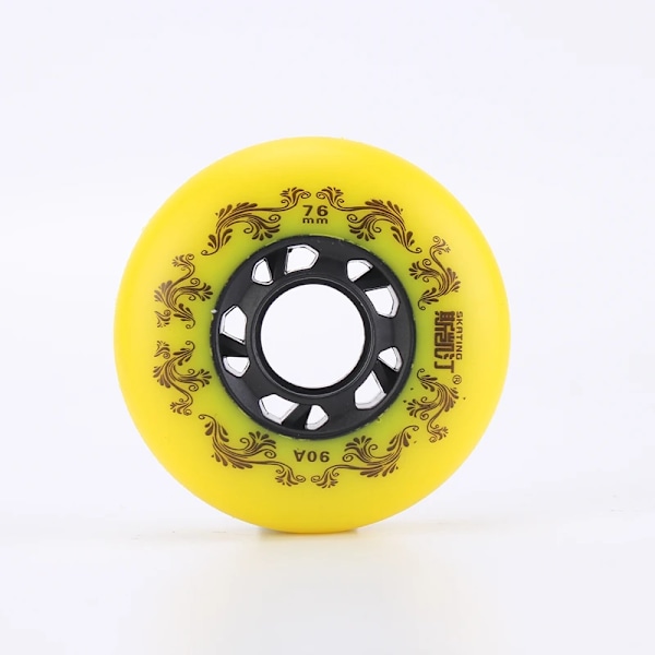 Valkoiset/Keltaiset Inline-luistelurullat 90A Yellow 72mm 8pcs