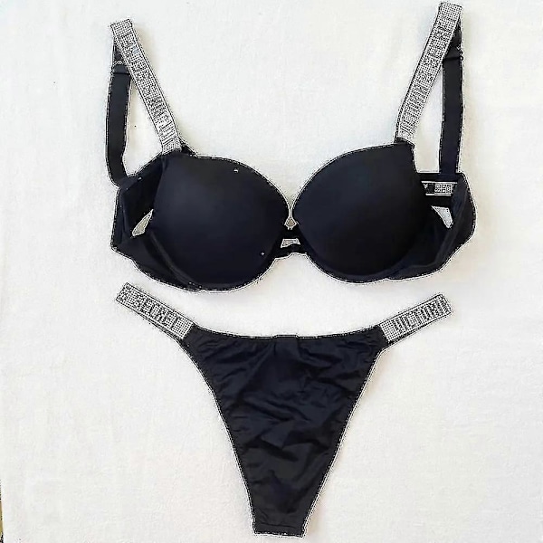 Seksikäs alusvaatesetti mukava naisten push-up rintaliivit Victoria's Secret alusvaatesetti naisten 2-osainen alusasu Glossy follows 75B