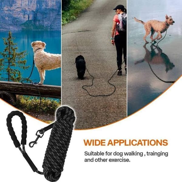 Hundkoppel - PZCC - 5m längd - Slitstark nylon - Vadderat handtag - Reflexsömmar