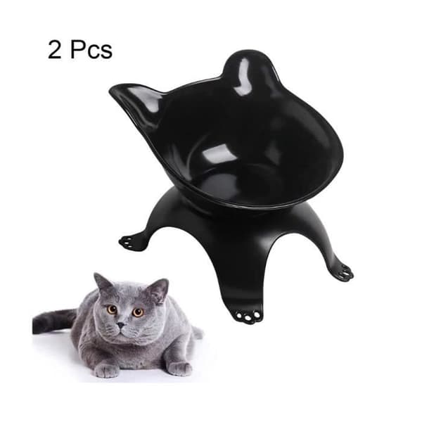 Kattskål - Svart - Plast - Halkfri - Tål maskindisk - Rund