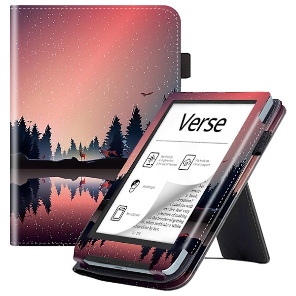 For PocketBook Verse PB629 E-Reader Case Kickstand PU Leather Flip Cover Support Auto Wake/ Sleep