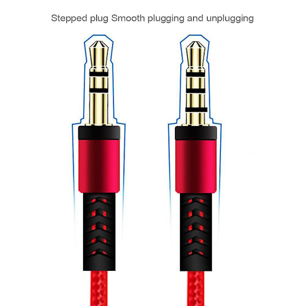 1,2 m 3,5 mm till 3,5 mm hane till hane stereo ljud AUX-kabel hörlurssladd med tryckknappsvolymkontroll mikrofon Red