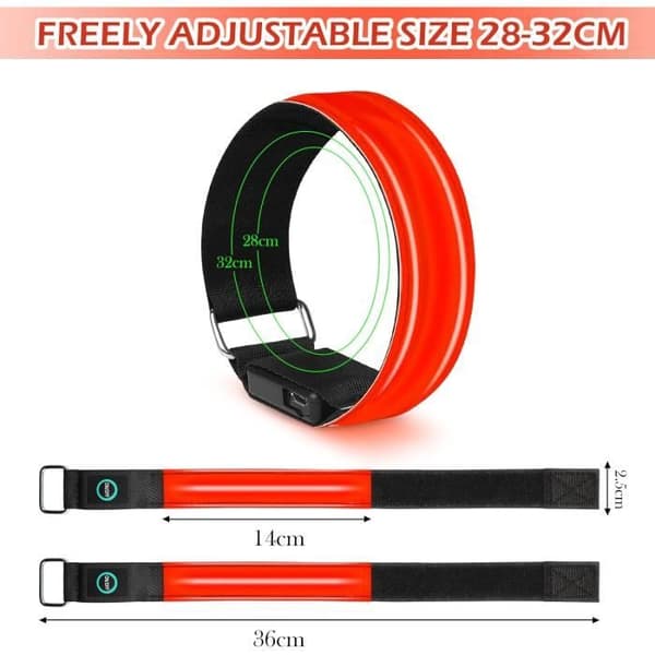 LED Lysende Armbånd - Reflekterende - Justerbart - Oppladbart - Høy Synlighet