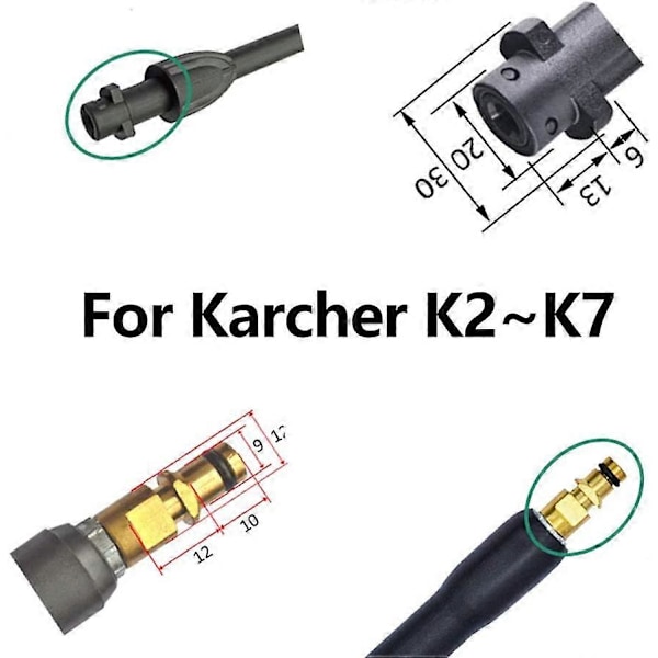 Högtryckspistol och 2 jetmunstycken, 150 bar 2200 PSI Reservdelar för Kärcher K2 K3 K4 K5 K6 K7