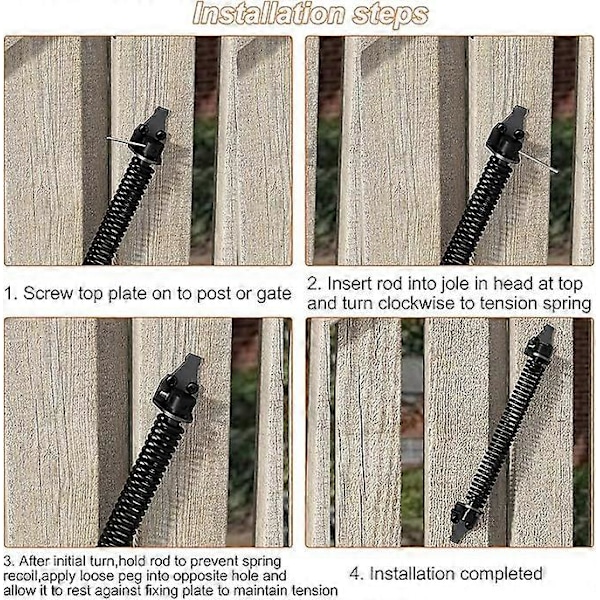 36 cm Justerbar Fjäderstängare, Automatisk Dörrstängare, Dörrfjäder med 2 Skruvar, för Trädgårdsgrind, Trägrind och Jordbruksstängsel (36 x 3,9)