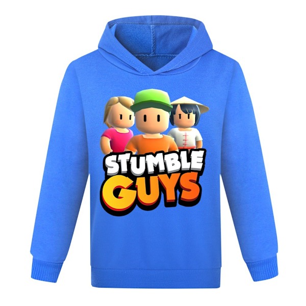 Dreng Pige 3D Hoodie Mode Efterår Vinter Stumble Guys Sweatshirt mørkeblå dark blue 160cm