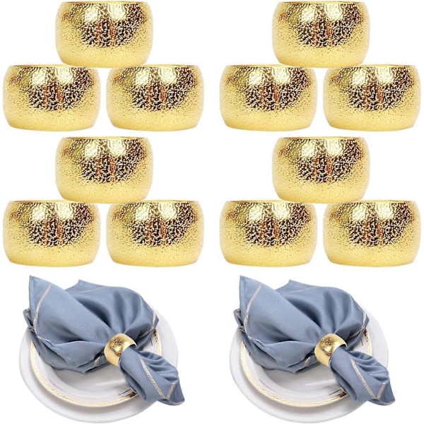 Servettringar, 12-pack servettringar för bröllopsfest familjemiddag Gold