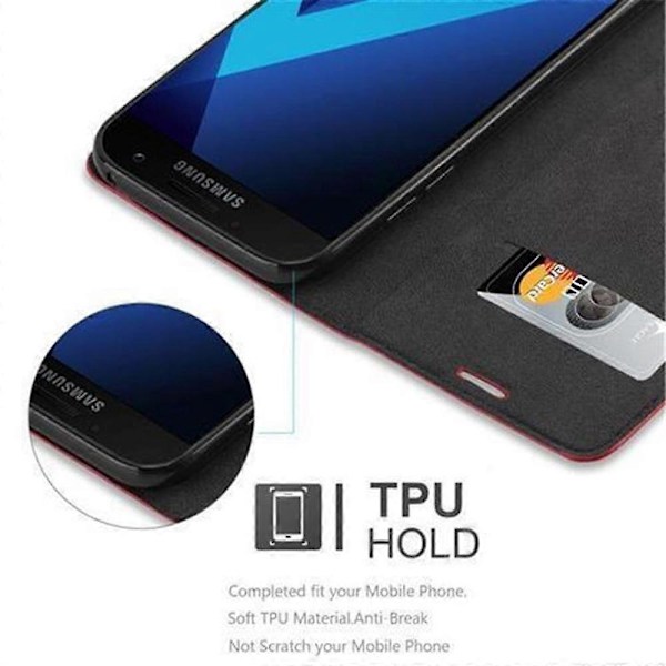 Galaxy A5 2017 Suojakuori - Suojakotelo jalustatoiminnolla ja korttipaikalla APPLE RED Galaxy A5 2017