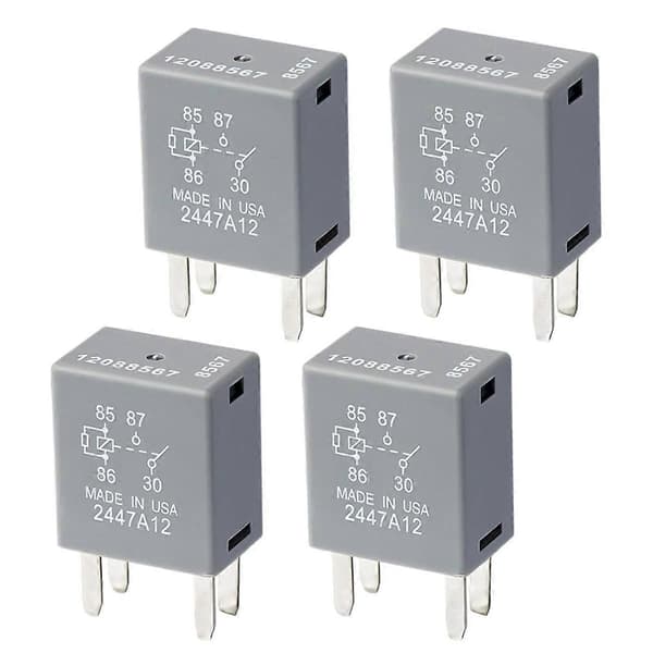 4st 12088567 8567 Bilrelä - 12VDC 30A 4-stift, Bilrelä 12088567 Passar för , Grey