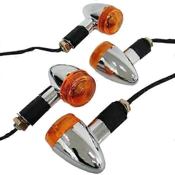 Motorcykelblinklys Krom Forreste Baglygter til Chopper (4 stk.) Silver  Yellow