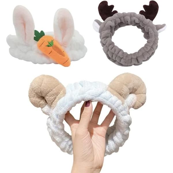 Spa-pannband - Ej specificerat - Korallfleece hårband - 3 delar - Elastiskt - Bekvämt