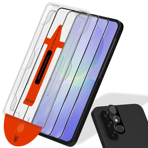 [KK] 2-Pack Compatible with Samsung A36 Screen Protector & 1-Pack Lens Protector - Tempered Glass | [Automatic Installation] - Bubble-Free