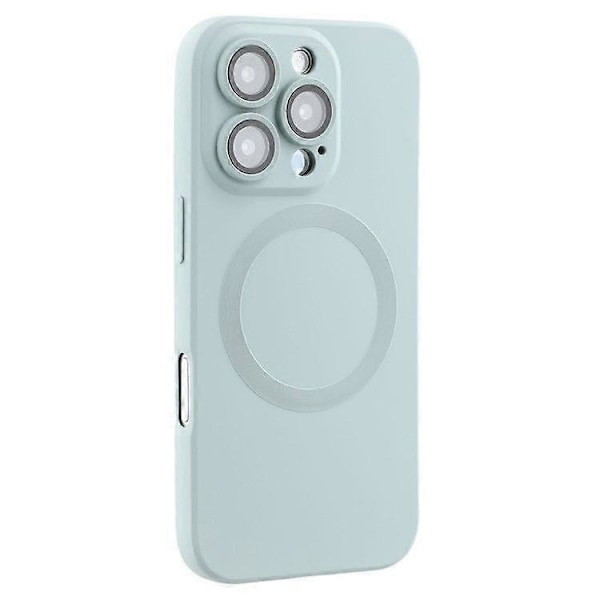 Yhteensopiva iPhone 16 Pro -kotelon kanssa, yhteensopiva MagSafe-nestemäisen silikonipuhelinkuoren kanssa karkaistulla lasilinssisuojalla Baby Blue