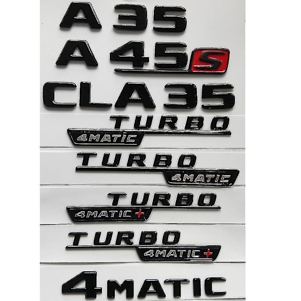 Gloss Black Letters Trunk Emblem Emblem Emblem For W177 A35 A45 A45s C118 X118 Cla35 Amg Turbo 4matic Emblems