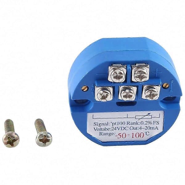 [KK] RTD PT100 Temperatur Transmitter Modul -50C til 100C 4-20mA Udgang 24V DC Termisk Modstandssensor Blue