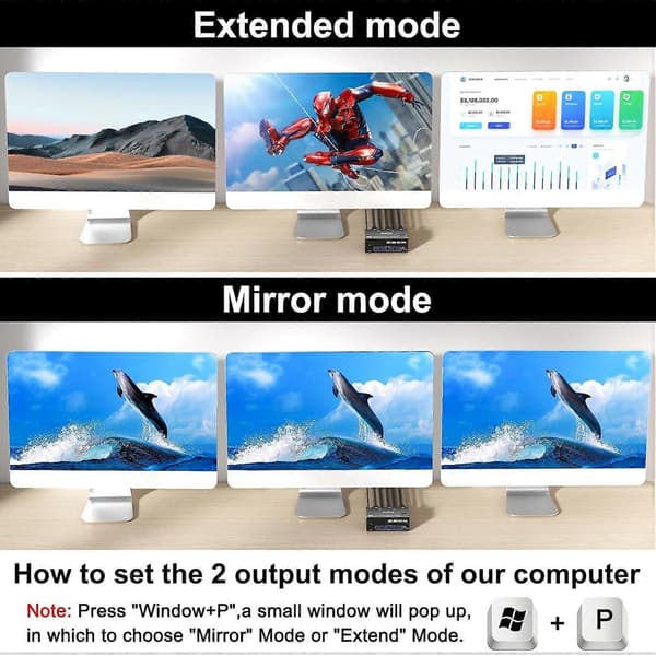 [KK] KC-KVM203DH 8K 30Hz USB3.0 DP+DP+HDMI Triple Monitors KVM Switch, EU-stik Not Specified