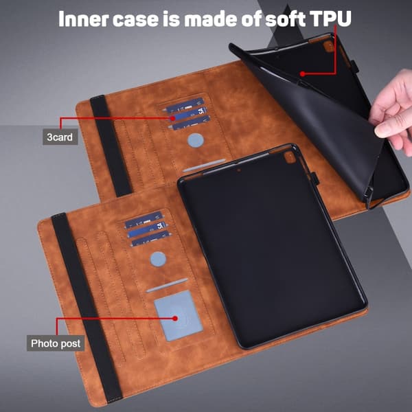 [KK] Compatible with Samsung Compatible with Galaxy Tab A9+ / A11+ Embossed Leather Case with Peacock Pattern Brun