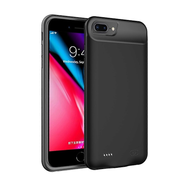 8000mAh Ekstra Batterilader Deksel med TPU Ramme for iPhone 8 Plus/7 Plus/6s Plus/6 Plus - Svart