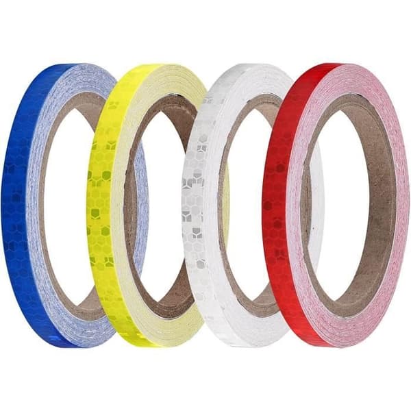 Självhäftande reflekterande tejp - 4 stycken - PVC - 8m x 1cm - Vit - Gul - Varning