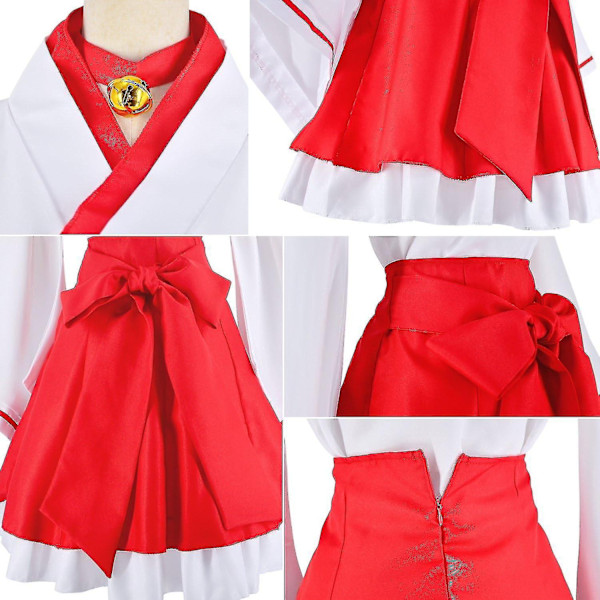 Japansk Anime Röd och Vit Kimono Räv Cosplay Kostym Hög Kvalitet-Perfekt 4XL