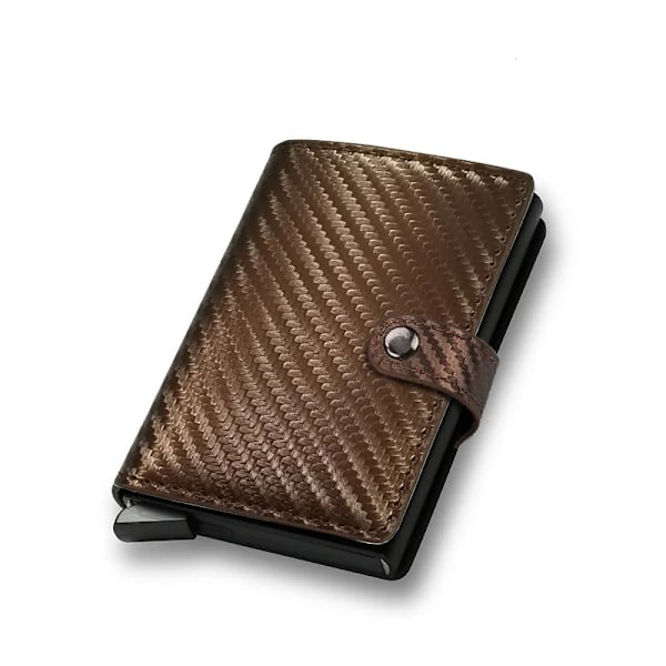 Kortholder i karbonfiber for menn RFID Smart Tynn Minimalistisk Lommebok Liten Svart Metall Lommebok Carbon Bronze