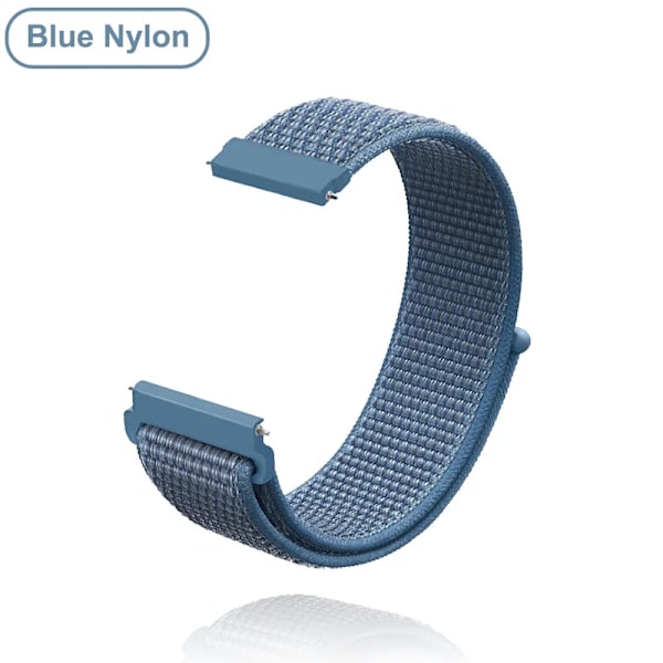 Nya 18mm 20mm 22mm armband för Garmin Venu 2S armband Vivoactive 3 4S 4 Forerunner 245 645 Galaxy Watch 4 Classic 42 46mm Blå Nylon Blå Nylon Blue Nylon 22mm