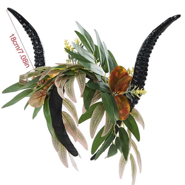 Halloween Demon Horn Antilope Hodebånd Goth Blad Hodebånd Djevelhorn Hodebånd De Dødes Dag Hodebånd Goth Hodeplagg Grønn Green