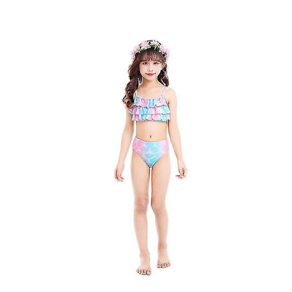 Sjöjungfrustjärt Baddräkt med Monofena Flickor Pojkar Badkläder Bikini Set WHBYV Bkue 120CM