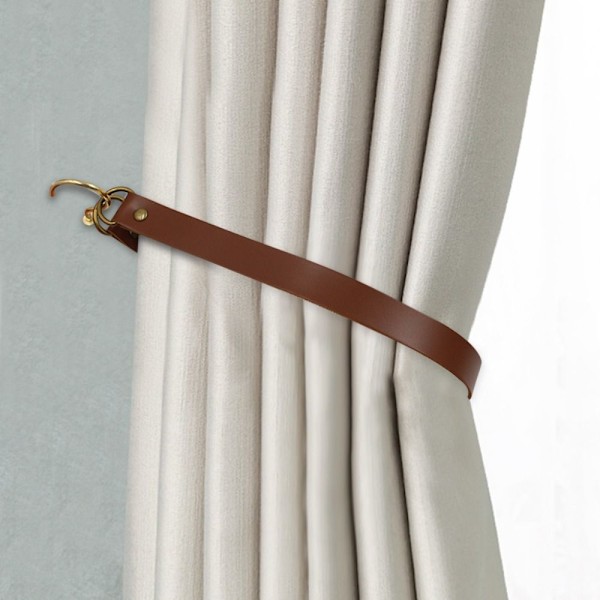 Nahkaiset verhonpidikkeet, tummanruskea dark brown