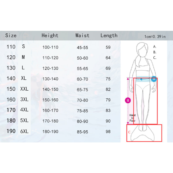 Baddräkt sjöjungfru stjärtar för simning blå vit blue white M