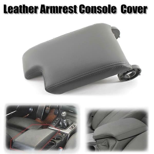 for BMW E46 3-serie 1998-2006 Skinn Armlene Deksel Midtkonsoll Lokk Grå Gray