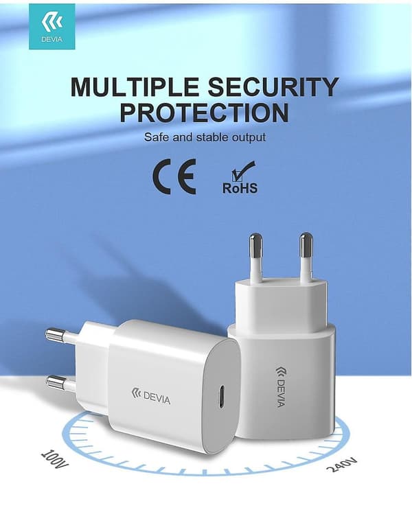 Hurtigoplader til iPhone / Samsung 20W PD USB-C Vægoplader