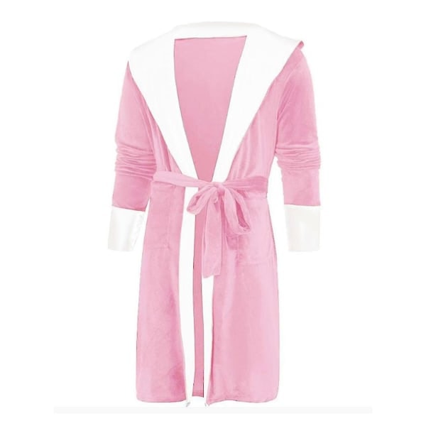 Kvinnors Sherpa Fleece Badrock Mjuk Badrock Med Huva Fluffy Terry Badrock Hög Kvalitet Rosa 3XL