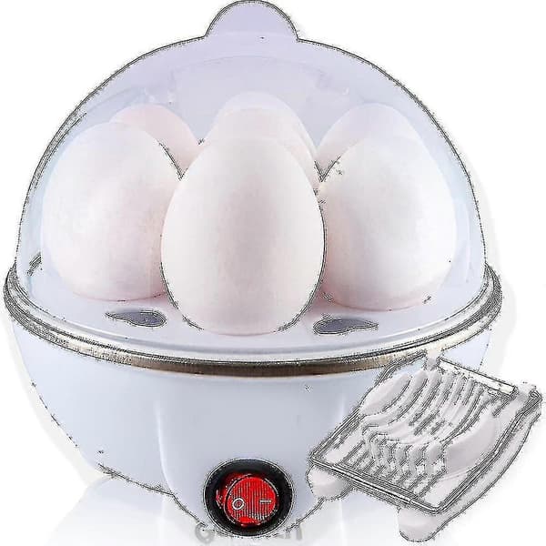 [KK] Electric Egg Cooker Soft, Medium Or Hard Boiled, Capacity For 7 Eggs Silent Technology Automatic Shut-Off, White With Egg Slicer Included
