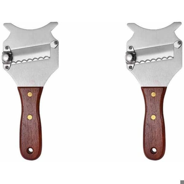 Trøffelhøvl - Justerbart blad - Ergonomisk træhåndtag - Rustfrit stål - Dimensioner 19,5 x 8 cm