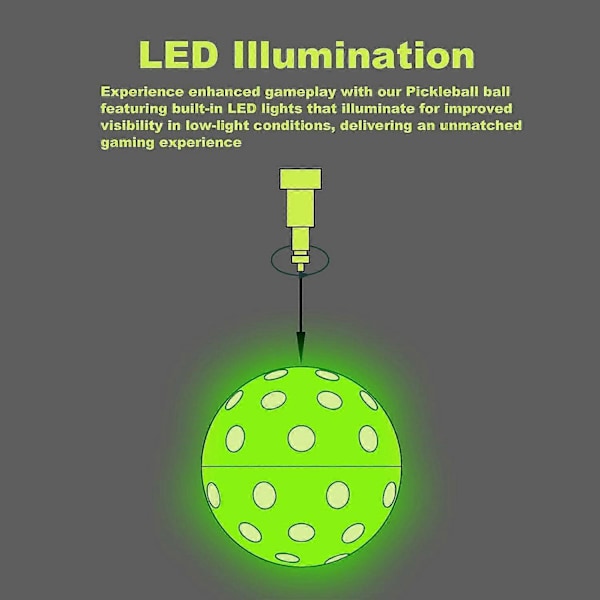 Selvlysende Pickleball-baller: LED-lysende pickleballball, USAPA standard utendørs 40 hull pickleballer med grønt lys 4-pakning LED-lysende pick